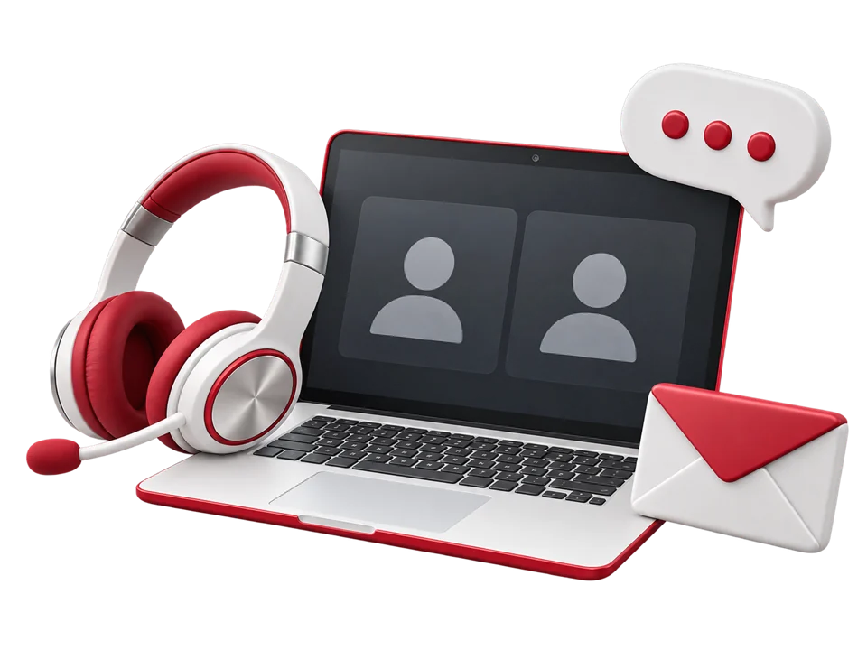 Corporate communication by video call, phone and email