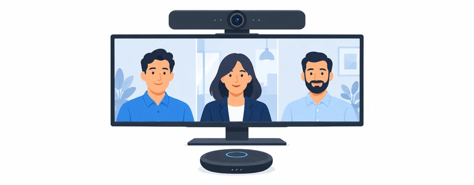 Video conferencing system with camera and speaker